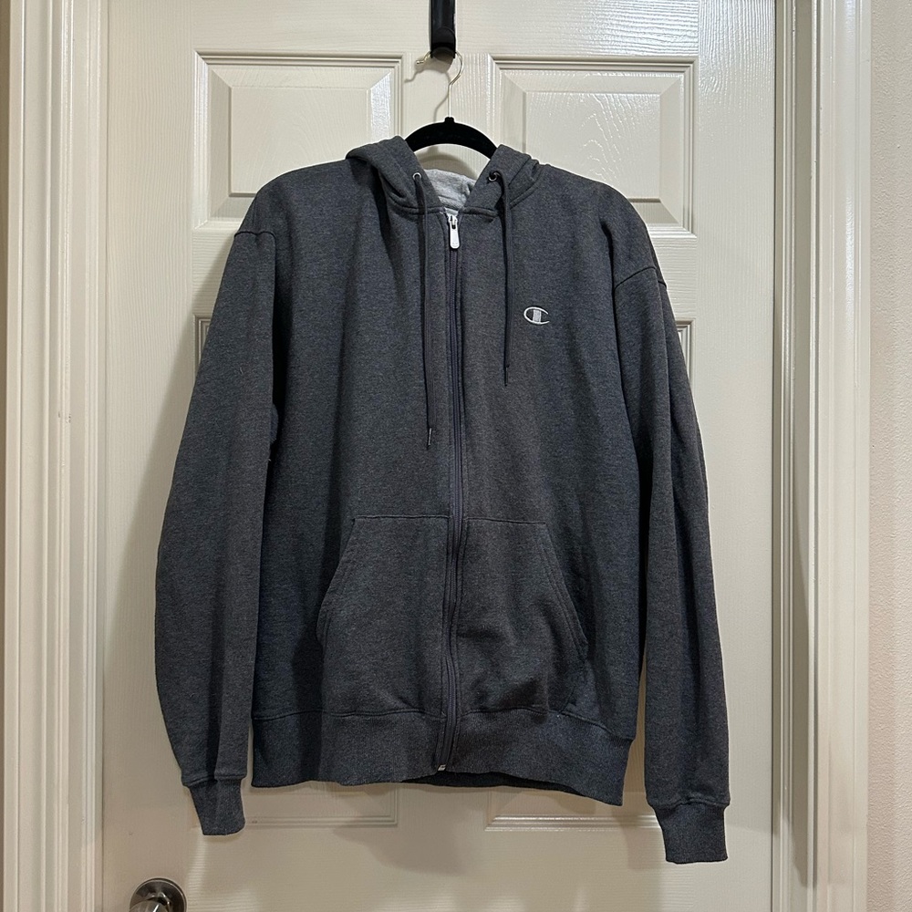 Champion ECO zip up hooded sweatshirt gray size large